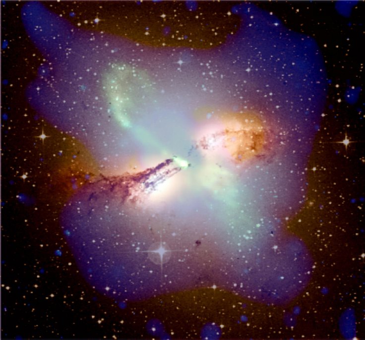 Astronomers found evidence that the corona of a black hole is what drives its evolution. Pictured: A composite X-ray (blue), radio (pink and green), and optical (orange and yellow) image of the galaxy Centaurus A is shown in this image from space. A broad
