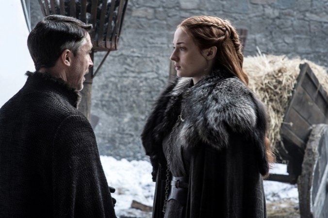 Sophie Turner as Sansa Stark with Aidan Gillen as Peter Baelish