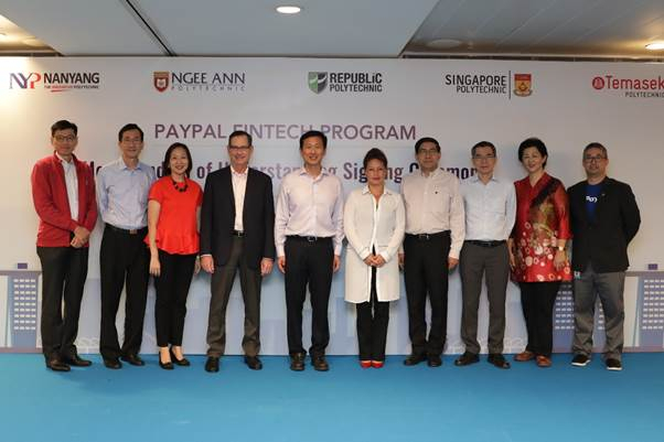 From left to right: Mr Clarence Ti, Principal of Ngee Ann Polytechnic and Chairman of PolyFintech100; Mr Heng Guan Teck, Deputy CEO, Institute of Technical Education (ITE); Ms Jeanne Liew, Principal and CEO, Nanyang Polytechnic; Dave Stock, Chief Executiv From left to right: Mr Clarence Ti, Principal of Ngee Ann Polytechnic and Chairman of PolyFintech100; Mr Heng Guan Teck, Deputy CEO, Institute of Technical Education (ITE); Ms Jeanne Liew, Principal and CEO, Nanyang Polytechnic; Dave Stock, Chief Executiv