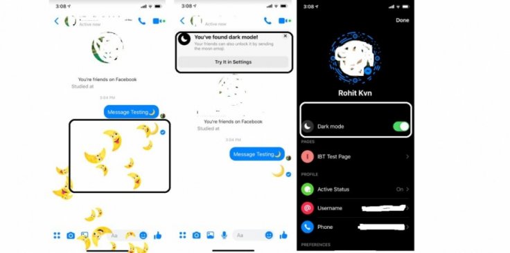 With just a crescent Moon emoji, you can activate dark mode on Facebook Messenger app.KVN Rohit/IBTimes India