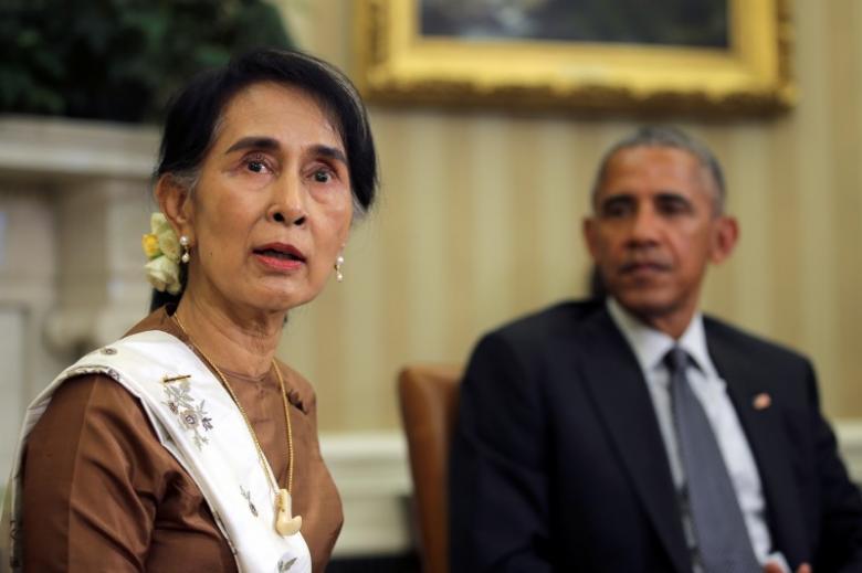 Myanmar's Suu Kyi calls for investment after Obama pledges sanctions relief