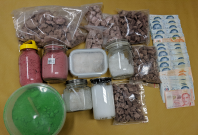 Drugs and cash seized in CNB operation on 30 April 2019.