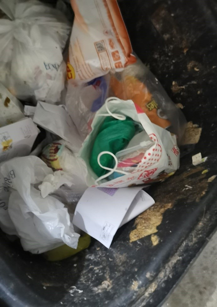 Drugs within a plastic bag, found in rubbish chute bin, in CNB operation on 16 May 2019.