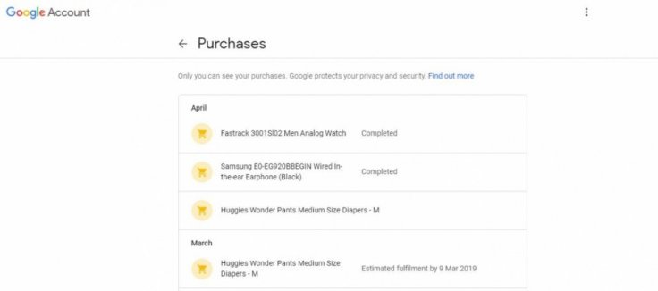 Google tracks purchasesScreenshot