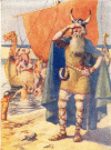 Leif Ericson on the shore of newly discovered Vinland