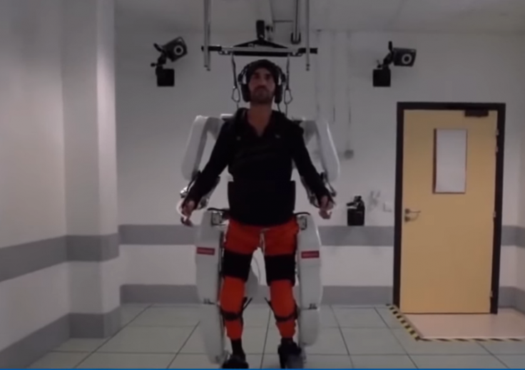 Exoskeleton Controlled by a Brain-Machine Interface