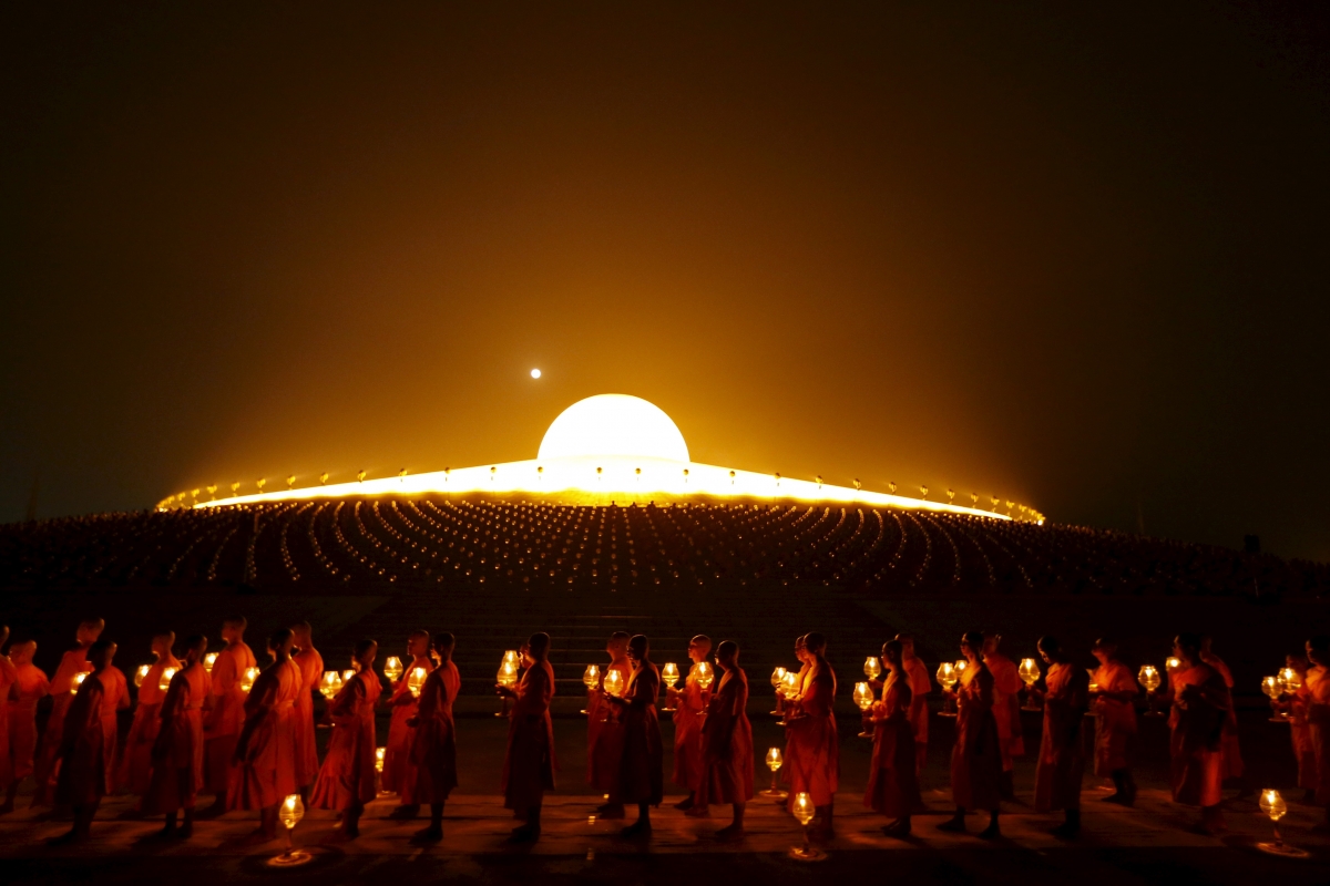 Makha Bucha Day at Wat Phra Dhammakaya temple in Thailand