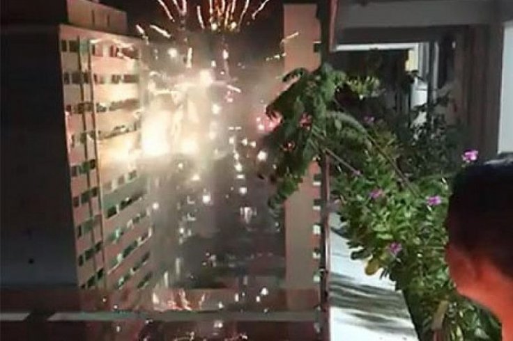 video shows fireworks being launched 