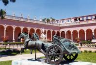 	 This bronze reproduction of a sculpture of a Roman chariot is a feature of the courtyard, inside the main buildings of the John and Mable Ringling Museum in Sarasota, Florida.