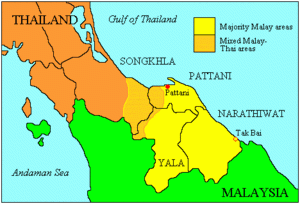 Map of the southern provinces of Thailand