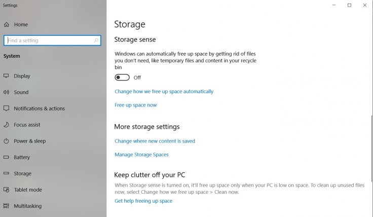 Windows 10 - Storage Sense 