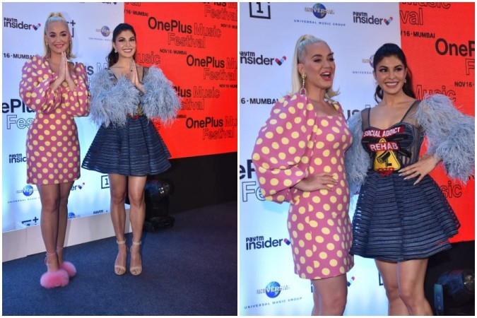 Katy Perry with Jacqueline Fernandez in Mumbai, India