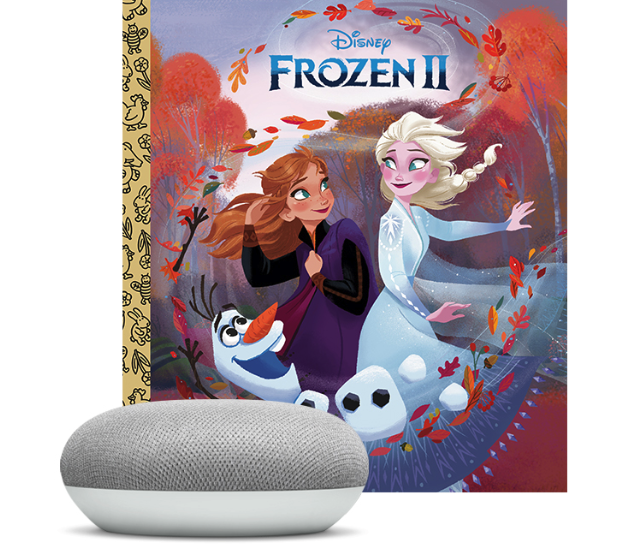 Google Home Mini with Frozen 2 storybook
