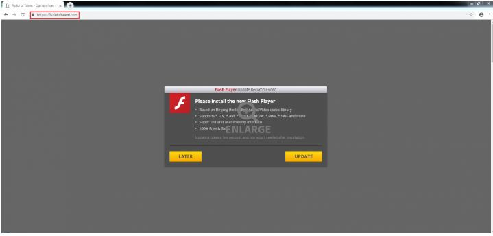 A compromised WordPress site with the fake Flash Player update page