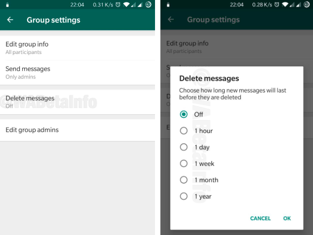 WhatsApp Delete Messages feature