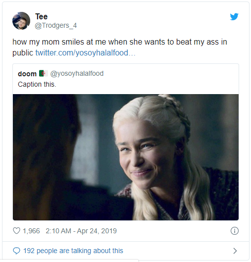 Daenerys Targaryen fake smile 