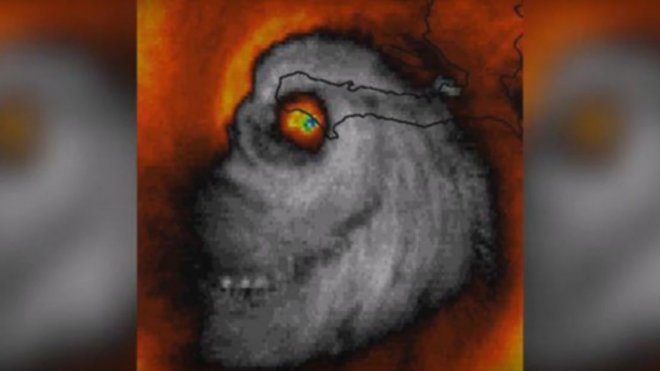 Spooky skull image of Hurricane Matthew goes viral, shock meteorologists