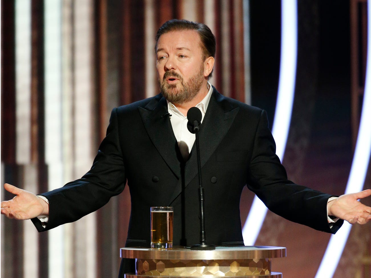 Ripped junkies who know nothing about real world Ricky Gervais roasts