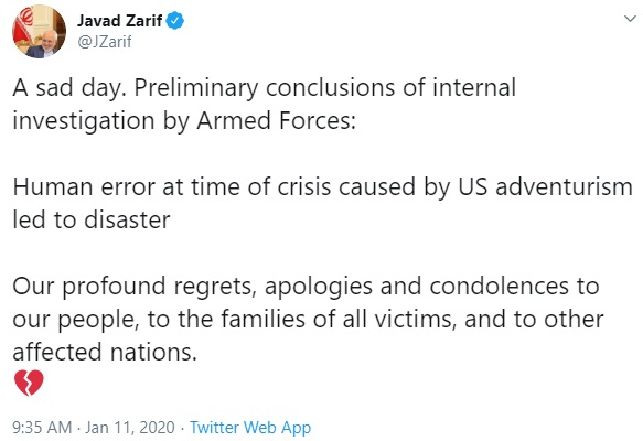 Javad Zarif's tweet