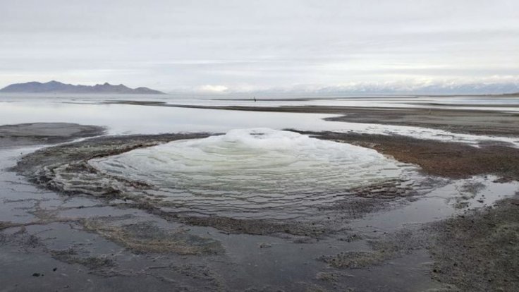 Mirabilite deposits have been found beneath the waters of the Great Salt Lake before, but this is the first time the mineral has formed exposed mounds above the surface.