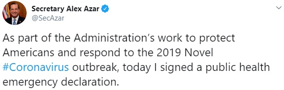 Alex Azar's tweet