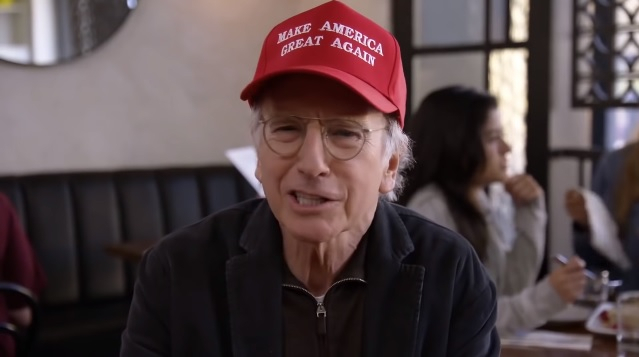 Larry David in MAGA hat Larry David in MAGA hat