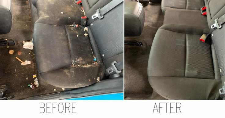 Before and after pictures of 'dirtiest car'
