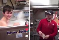 Wendy's employee taking bath in the restaurant Wendy's employee taking bath in the restaurant