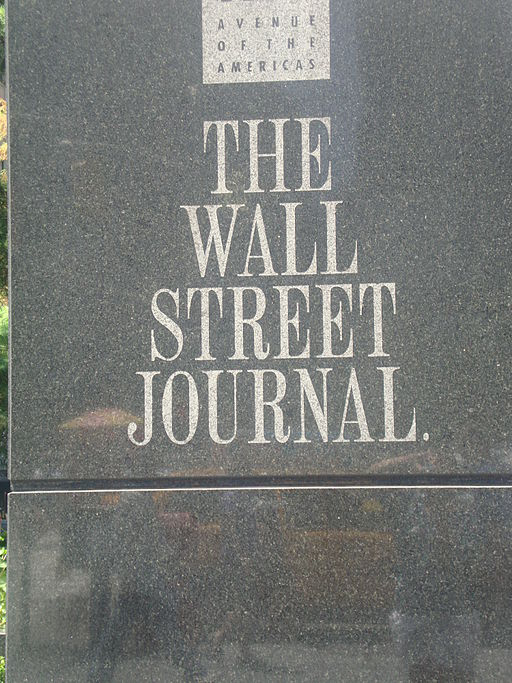 Wall Street Journal sign outside its building, Manhattan, NYC