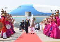 US President Donald Trump arrives India