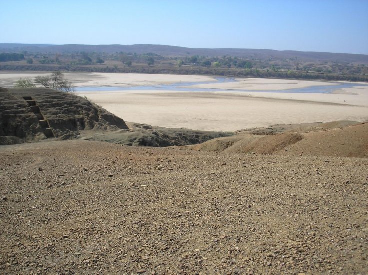 Standing on the Dhaba site, overlooking the Middle Son Valley, India. Note the archaeological trench location on the left hand side of the photo.