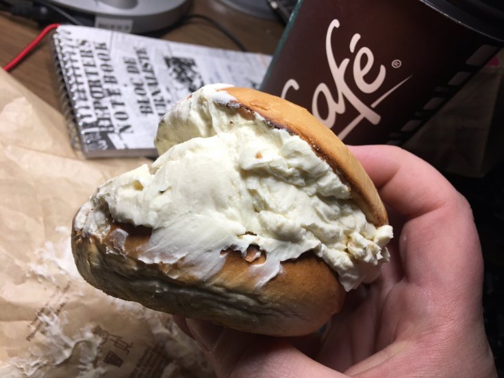 Bagel overloaded with herb cream cheese