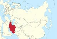 Iran on map of Asia 