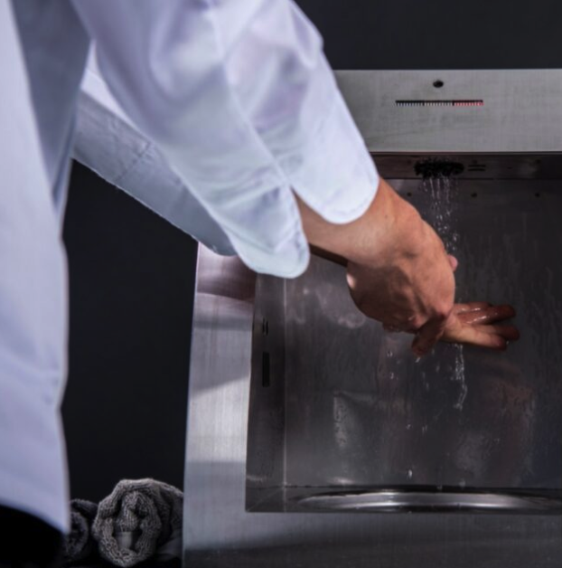 Soapy hand-washing station,