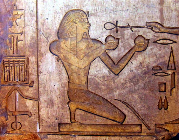Stone block with relief at Karnak Temple Thutmosis II Stone block with relief at Karnak Temple Thutmosis II