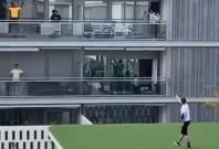 A trainer leading a workout session A trainer leading a workout session