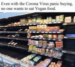 Fact check: Is this photo of an untouched vegan shelf in a supermarket related to Coronavirus panic buying? 