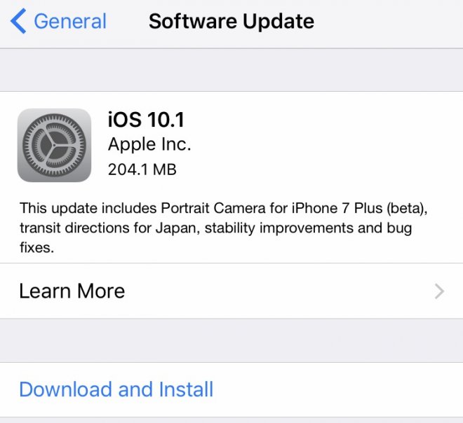 iOS 10.1 bug-fix update released