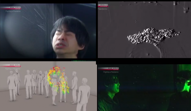 This experiment shows how quickly mirco-droplets that are invisible to naked eyes spread when a person sneezes or coughs