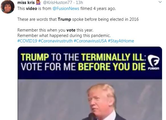 Tweet against Trump video