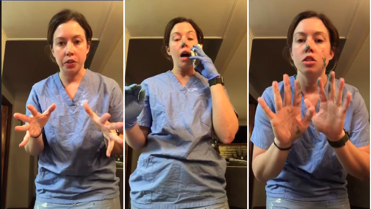 Michigan nurse demonstrates how easily germs can spread when you use gloves