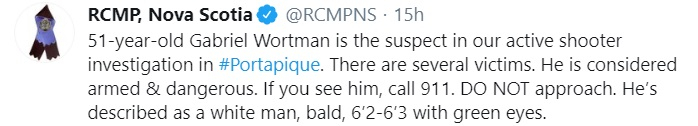 RCMP, Nova Scotia Tweet