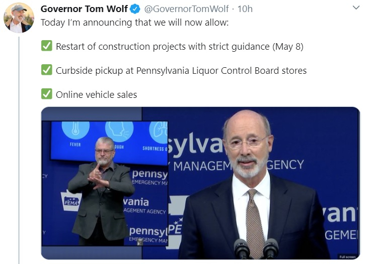 Tom Wolf tweet