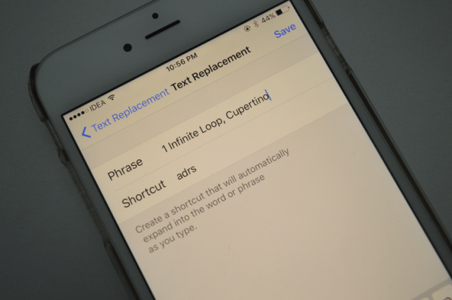 iOS text replacement feature iOS text replacement feature