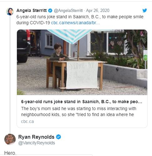 Ryan Reynolds tweet