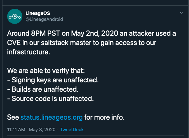 LinageOS Tweet