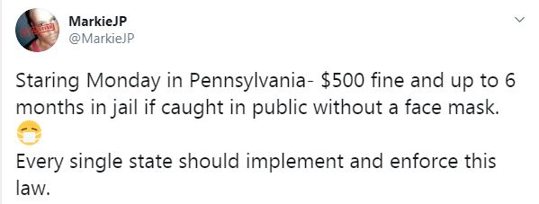 Pennsylvania mask tweet Pennsylvania mask tweet