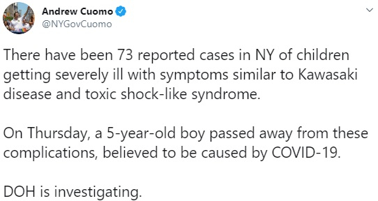 New York child dies from rare disease linked to Covid-19