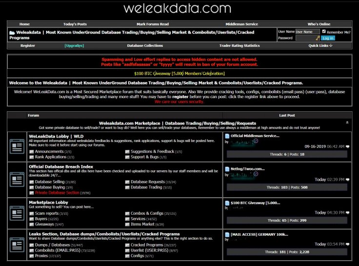 Weleakdata site