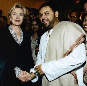 Hillary Clinton with musician Shubhashish Mukherjee